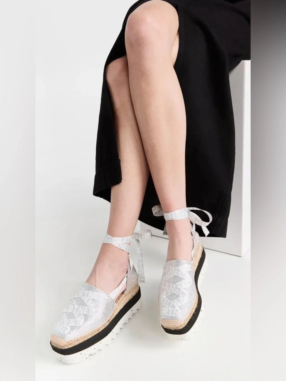 Stella McCartney Gaia Laminated Cotton Platform Espadrilles Size EU 41 (US 11)